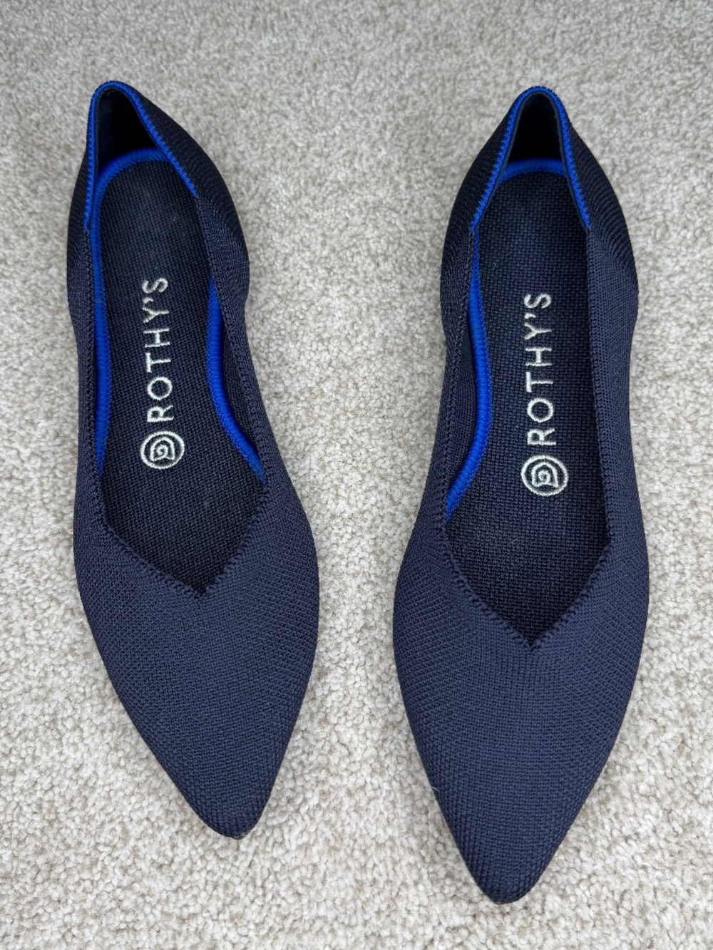 Rothy’s The Point Navy Blue Flats Shoes 8